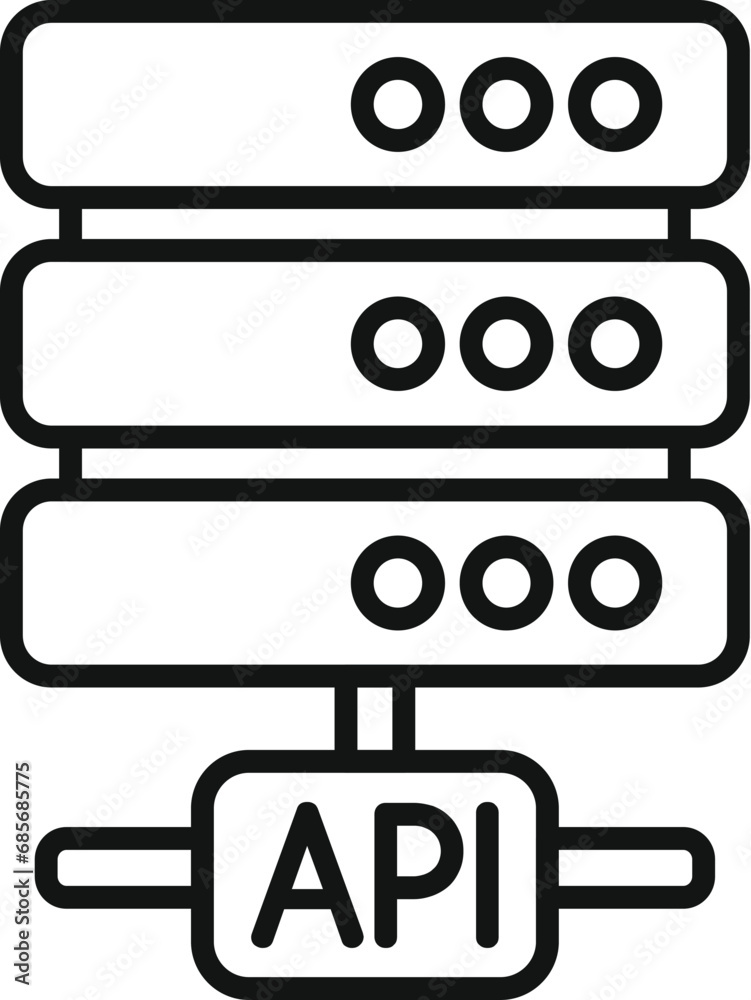 Api server data icon outline vector. Gear hosting service. Seo coder Api server data icon outline vector. Gear hosting service. Seo coder
