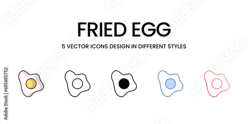 Fried egg Icons set. Suitable for Web Page, Mobile App, UI, UX and GUI design. Vector stock illustration.