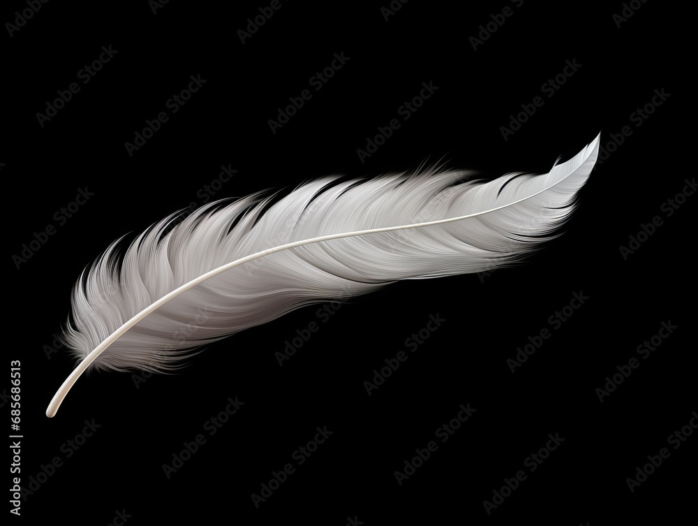 Elegant Single Feather on Black Background Elegant Single Feather on Black Background