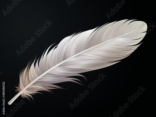 Elegant Single Feather on Black Background