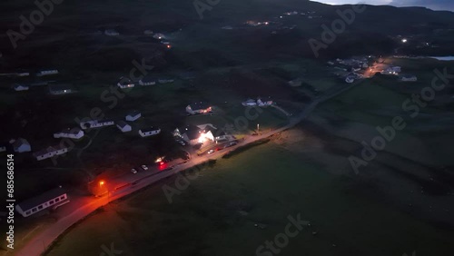 Aerial night view of Glencolumbkille in County Donegal, Republic of Irleand photo