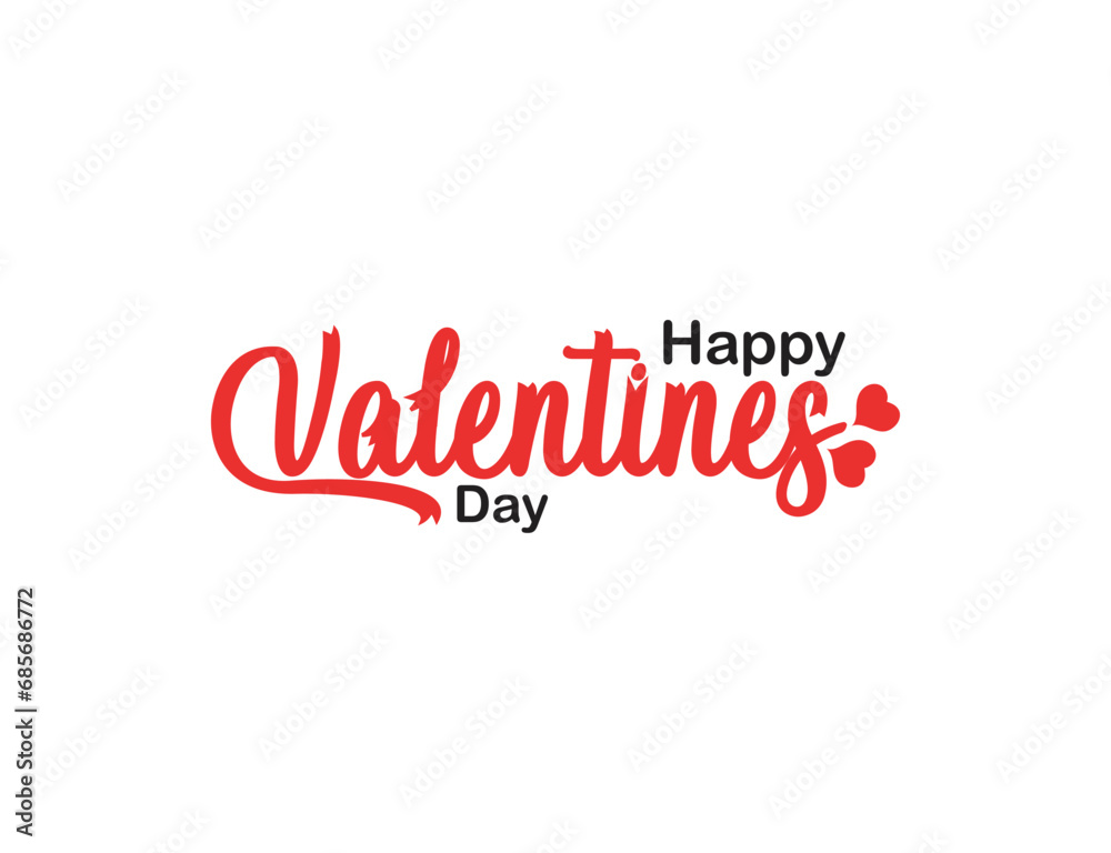 Happy Valentine's day text lettering typography. Vector illustration.