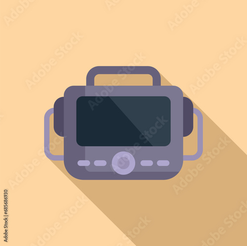 Defibrillator icon flat vector. Electric heart help. Heart attack