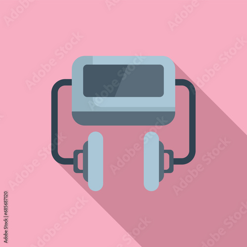 Ambulance defibrillator icon flat vector. Portable device. First cardiac help