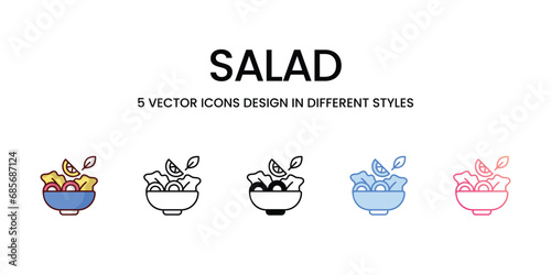 Salad Icons set. Suitable for Web Page, Mobile App, UI, UX and GUI design. Vector stock illustration.