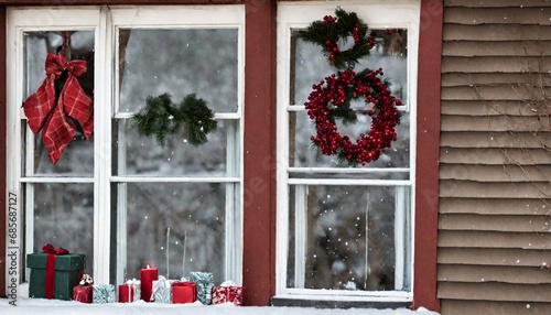 Window at Christmas home.