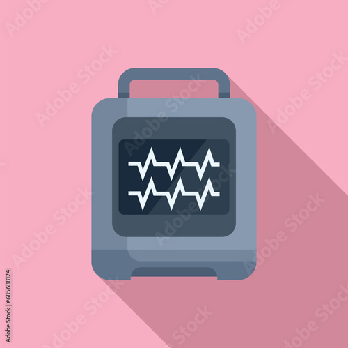 Medical defibrillator icon flat vector. Portable device. Aid heart help