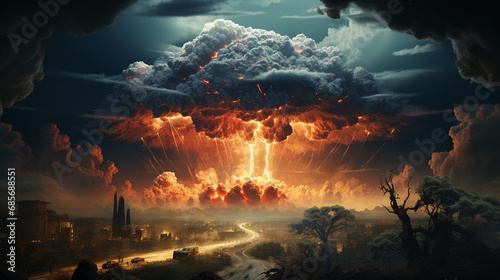 Atomic bombs. Nuclear, weapons, dark, cloud. © andranik123