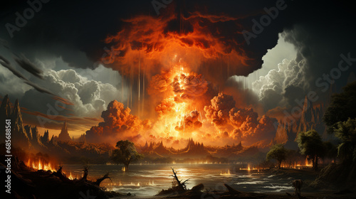Atomic bombs. Nuclear, weapons, dark, cloud. © andranik123