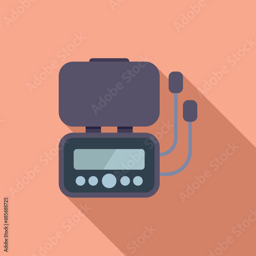 Disease defibrillator icon flat vector. Cardiac attack device. Electrical health