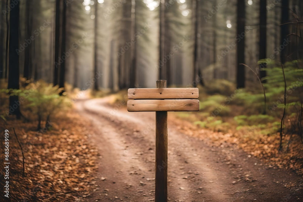 weathered direction wooden signs in the woods weathered direction wooden signs in the woods