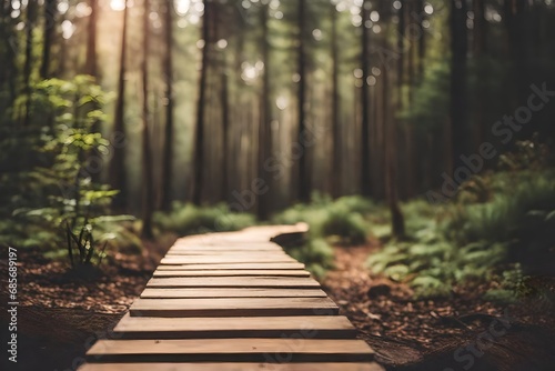 handcrafted direction wooden signs in front of a forest path