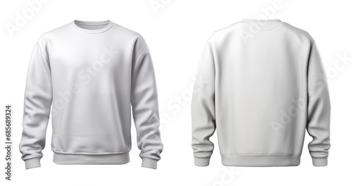 White sweater front and back, cut out - stock png.