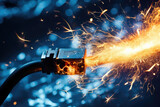 Tool light machine welding fire metal bright flash equipment flame spark