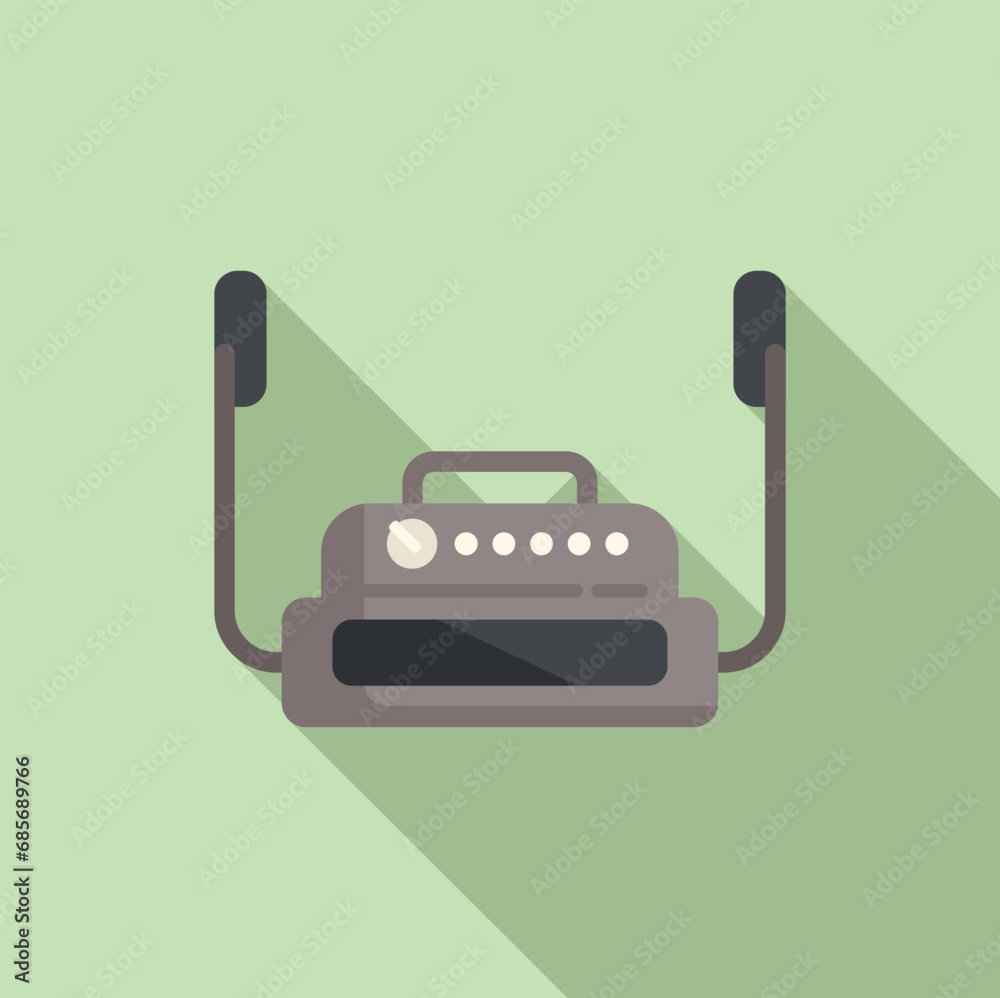Fototapeta premium Heart attack aid device icon flat vector. Modern defibrillator. Portable device safety