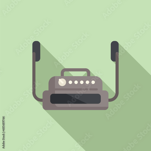 Heart attack aid device icon flat vector. Modern defibrillator. Portable device safety
