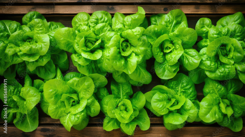 Fototapeta premium Gardening agricultural salad nature healthy lettuce leaves food plant green vegetable organic fresh