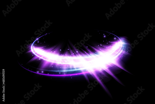 Abstract speed light lines, neon color. Light everyday glowing effect. semicircular wave, curve light track swirl, optical fiber incandescent png. EPS10 