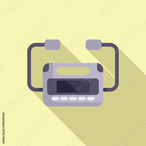 Cardiac first aid icon flat vector. Medical defibrillator. Device portable