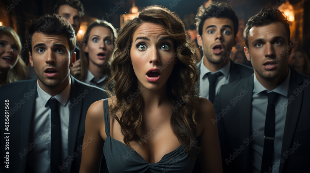 Group of shocked and surprised business people with opened mouth. Group of shocked and surprised business people with opened mouth.