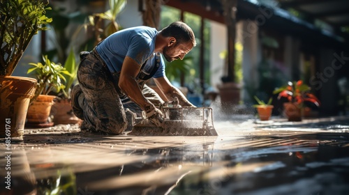 man working on a floor