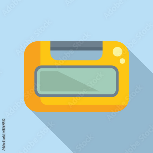 Lifesaving defibrillator icon flat vector. Portable device. Patient treatment safety