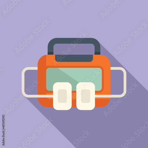 Defibrillator assistance icon flat vector. Medical aid help. Cardiac problem