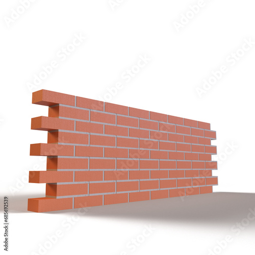 Hyper-realistic photo of red bricks wall rendering.