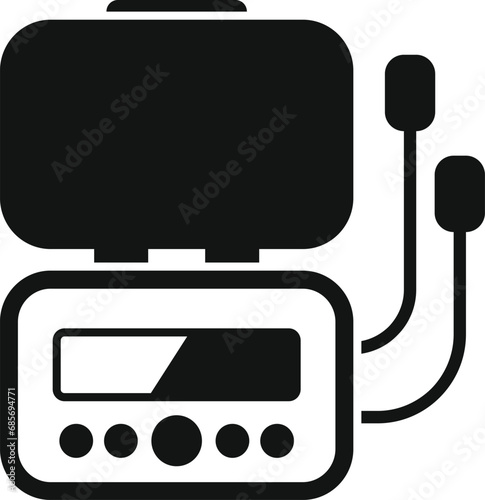 Monitor defibrillator icon simple vector. First aid care. Portable device