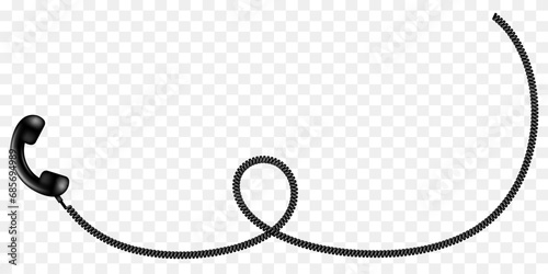 Telephone receiver with a cord. Phone handset with extension cord. Vector clipart.