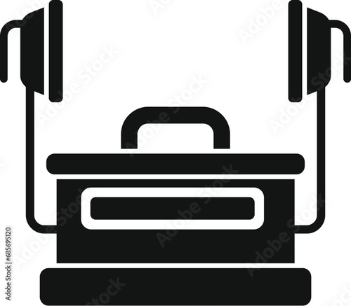 Breath defibrillator icon simple vector. Cardiac patient attack. Care massage