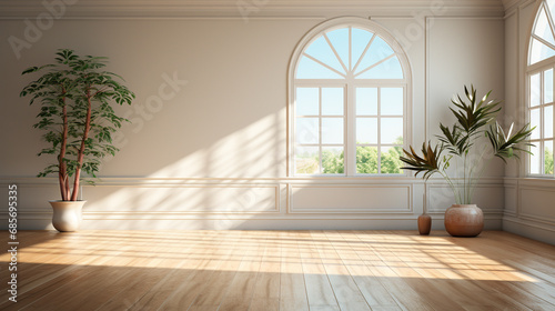 White room with a window and sunlight.
