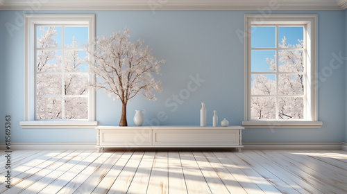 White room with a window and sunlight.