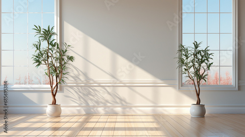 White room with a window and sunlight.