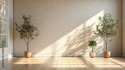 White room with a window and sunlight.