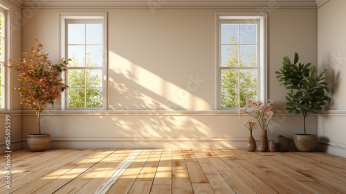 White room with a window and sunlight.