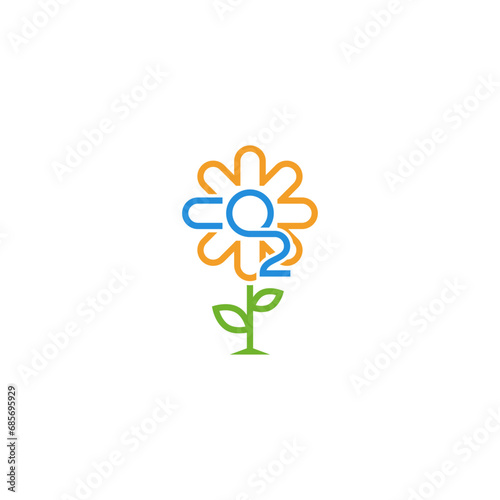 Chamomile flower co2 company logo design.