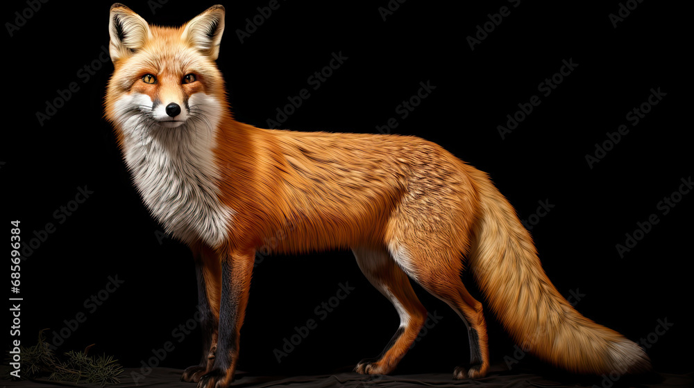 Fototapeta premium red fox isolated on black background