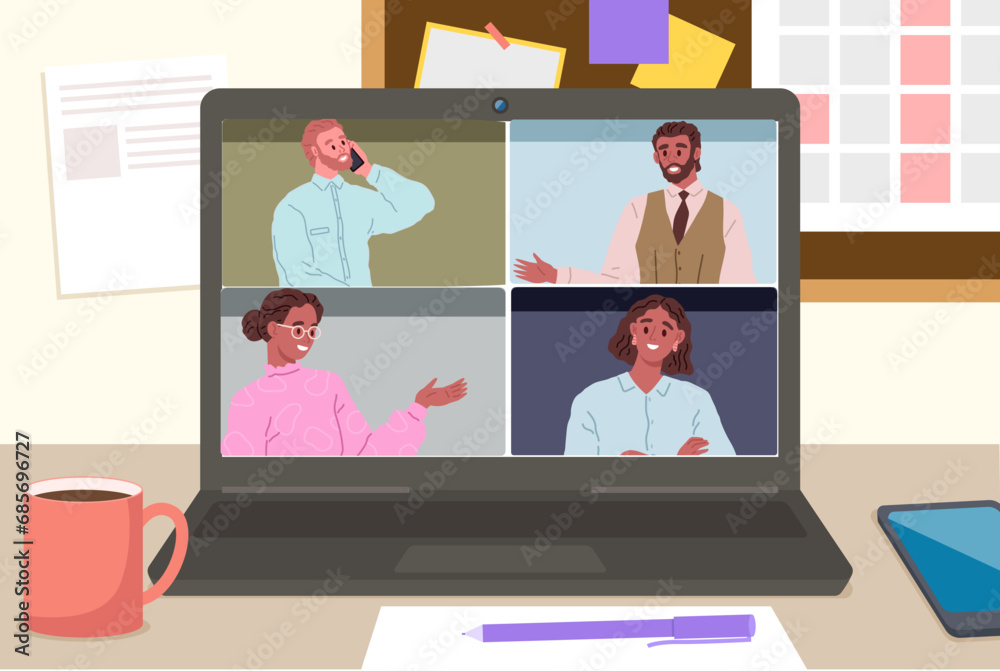 Video conference. Vector illustration. Technology has revolutionized communication through video calls and conferences Video calls have become integral part our digital communication landscape