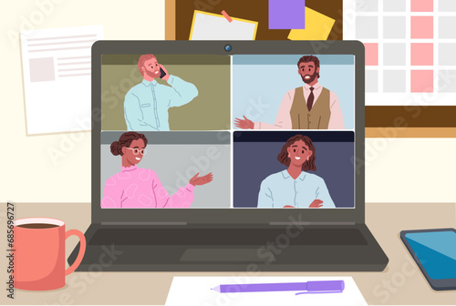 Video conference. Vector illustration. Technology has revolutionized communication through video calls and conferences Video calls have become integral part our digital communication landscape