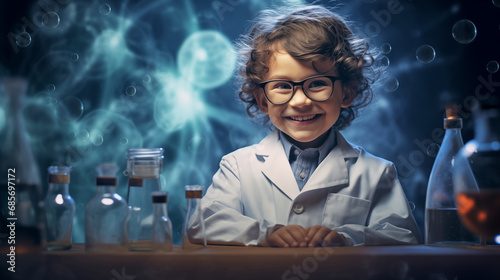 Smile happy kid dream careers children to aspire to become scientists.