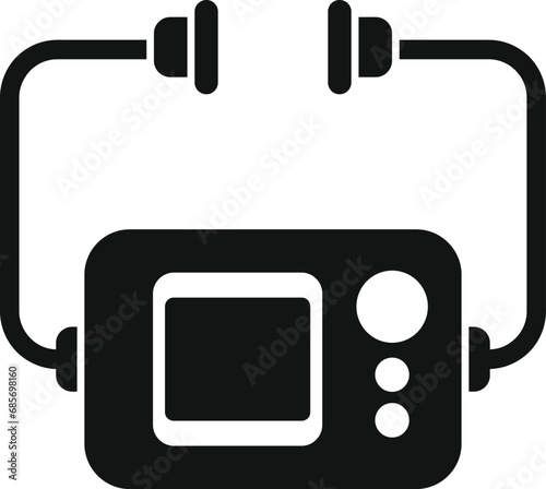 First aid kit defibrillator icon simple vector. Medical care. Person cardiac attack
