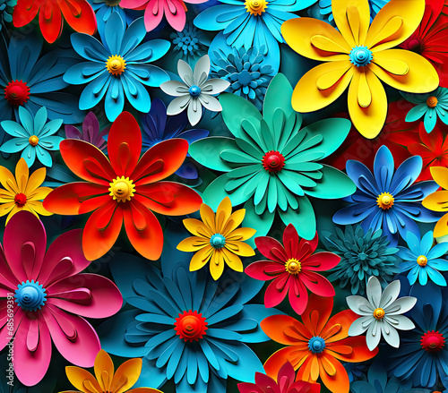 3D Colorful and Vibrant Floral Pattern Background