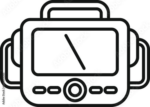 Automated defibrillator icon outline vector. Portable device. Cardiac attack