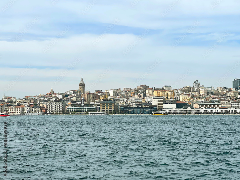 View of the European part of Istanbul, the hill of the Galata district.