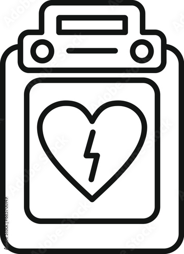 Cardiology defibrillator icon outline vector. Breath cardiac attack. Care life