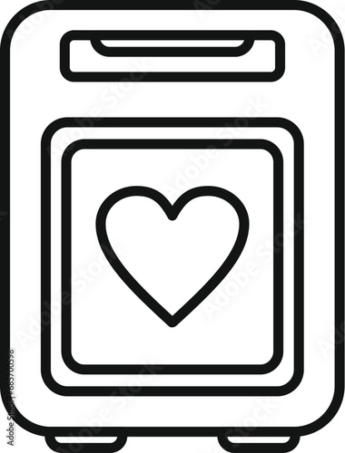 Disease defibrillator icon outline vector. Cardiac attack device. Electrical health