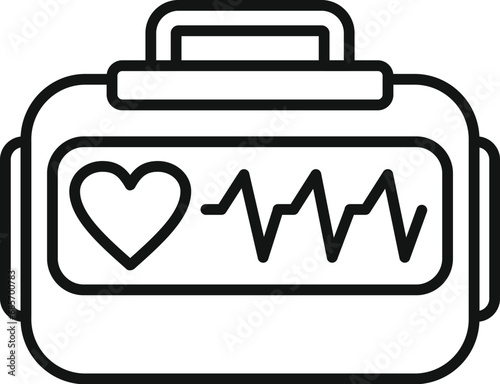 Monitor defibrillator icon outline vector. First aid care. Portable device
