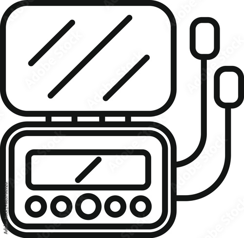 Pacemaker defibrillator icon outline vector. Automatic care massage. Safety care