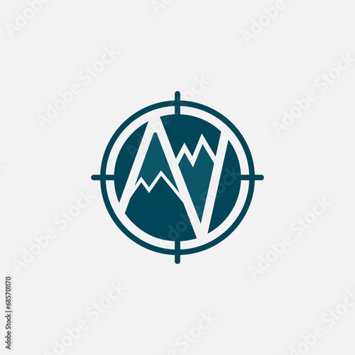 Mountain north Compass Logo Design